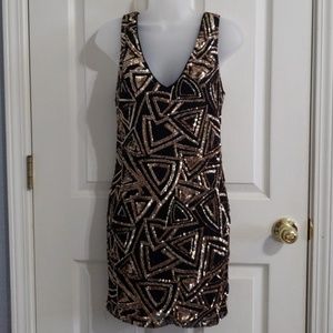 Black dress with gold sequins